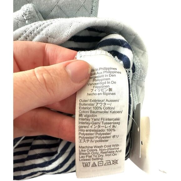 J.Crew Reversible Quilted Sweater – Light Blue & Stripe, Size Large, NWT - Picture 5 of 8